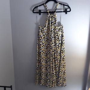 INC halter dress in blue, yellow and white…